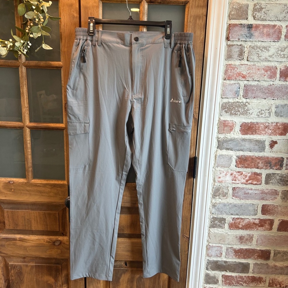 Clothin Cargo Pants Mens 30L Gray Nylon‎ Spandex Outdoor Hiking Zip Pockets